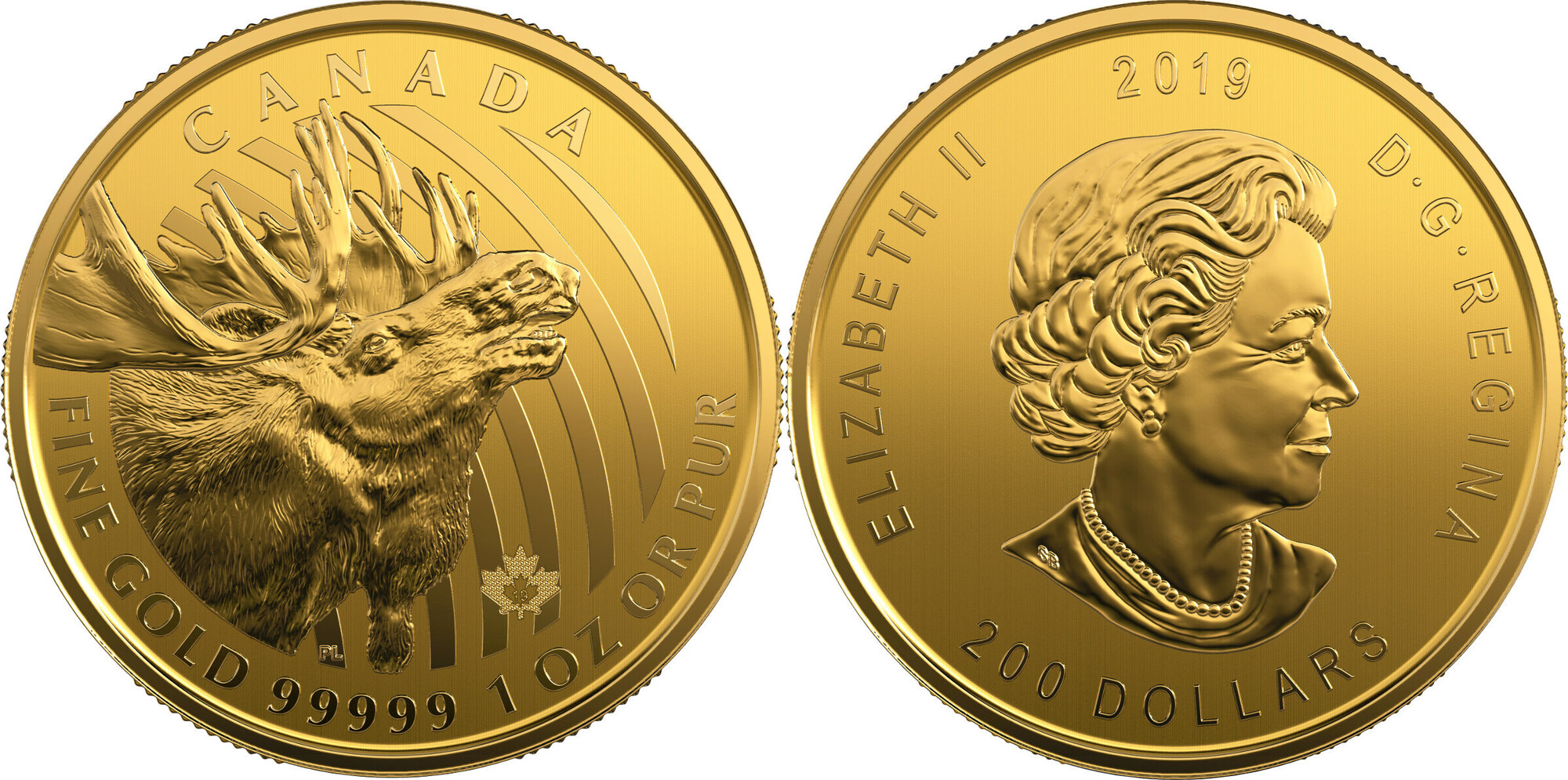 Kanada 200 2019 1 oz Gold Coin Call of the Wild Moose