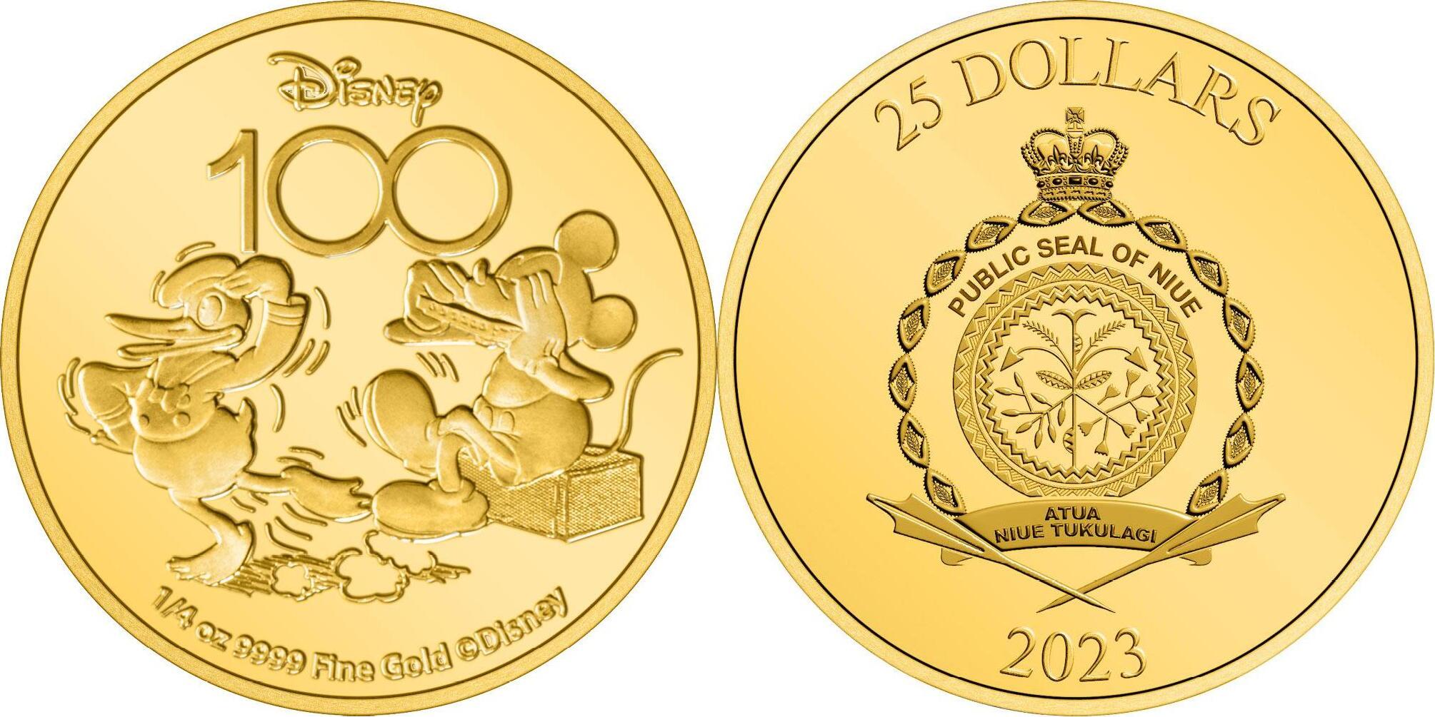 Niue 25$ 2023 1/4 oz Gold Coin Disney 100 Years - Mickey and Donald PP |  MA-Shops