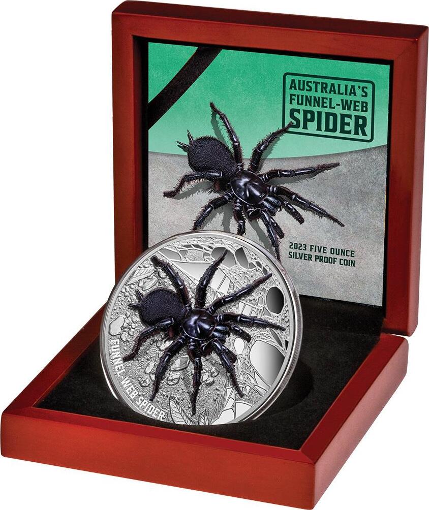 Niue 10$ 2023 5 oz Silver Coin Funnel Web Spider PP | MA-Shops