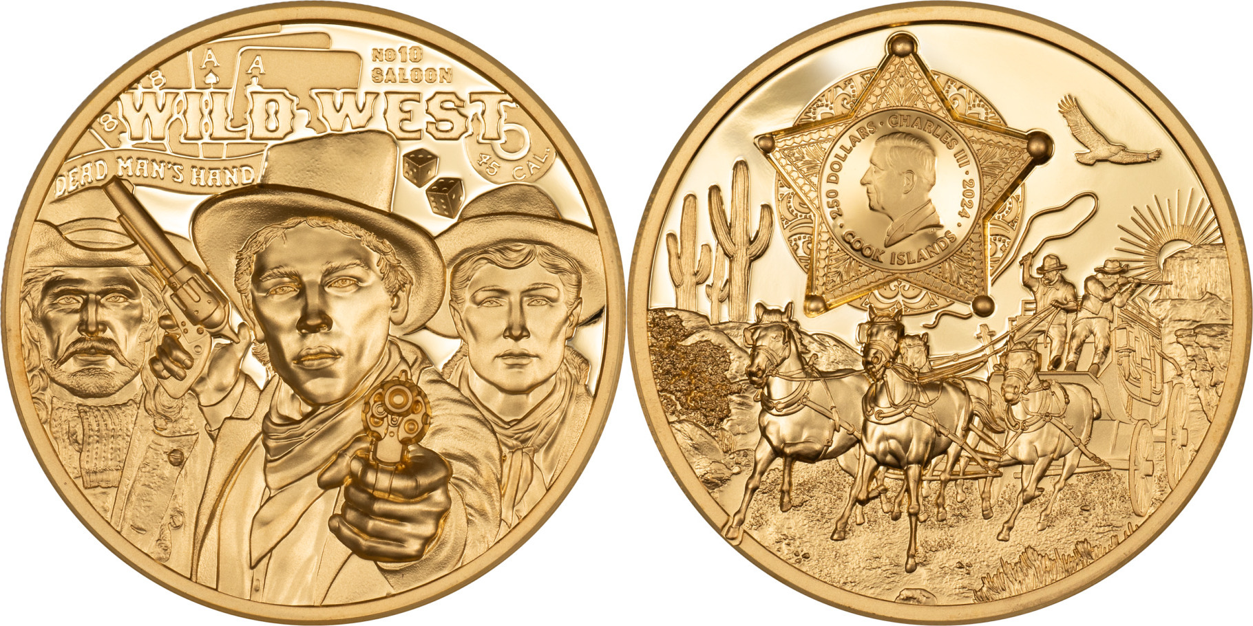 Cook Inseln 250 2024 1 oz Gold Coin Wild West PP MA Shops