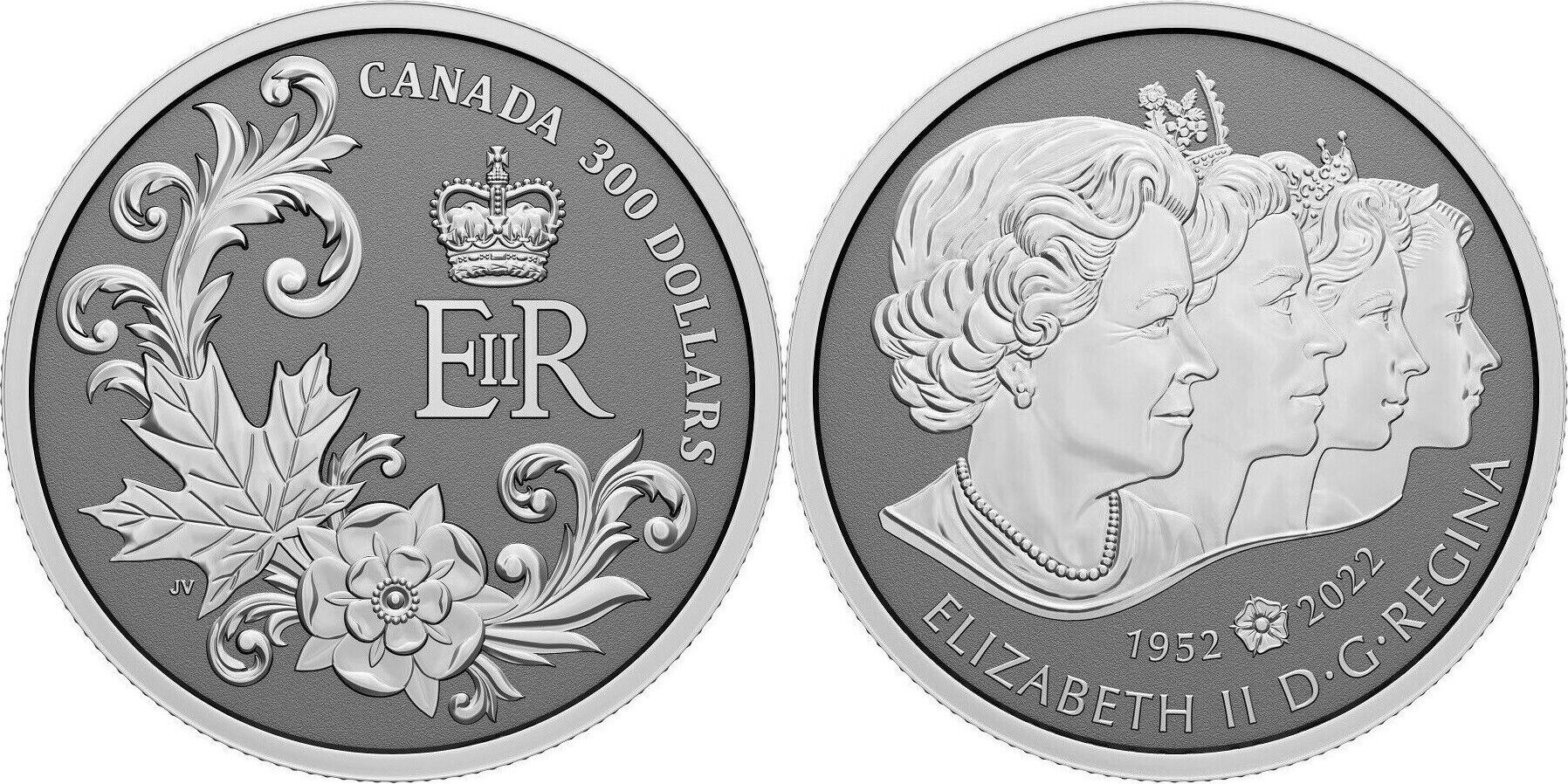 Kanada 300$ 2022 1 oz Platinum Coin Queen Elizabeth II Royal