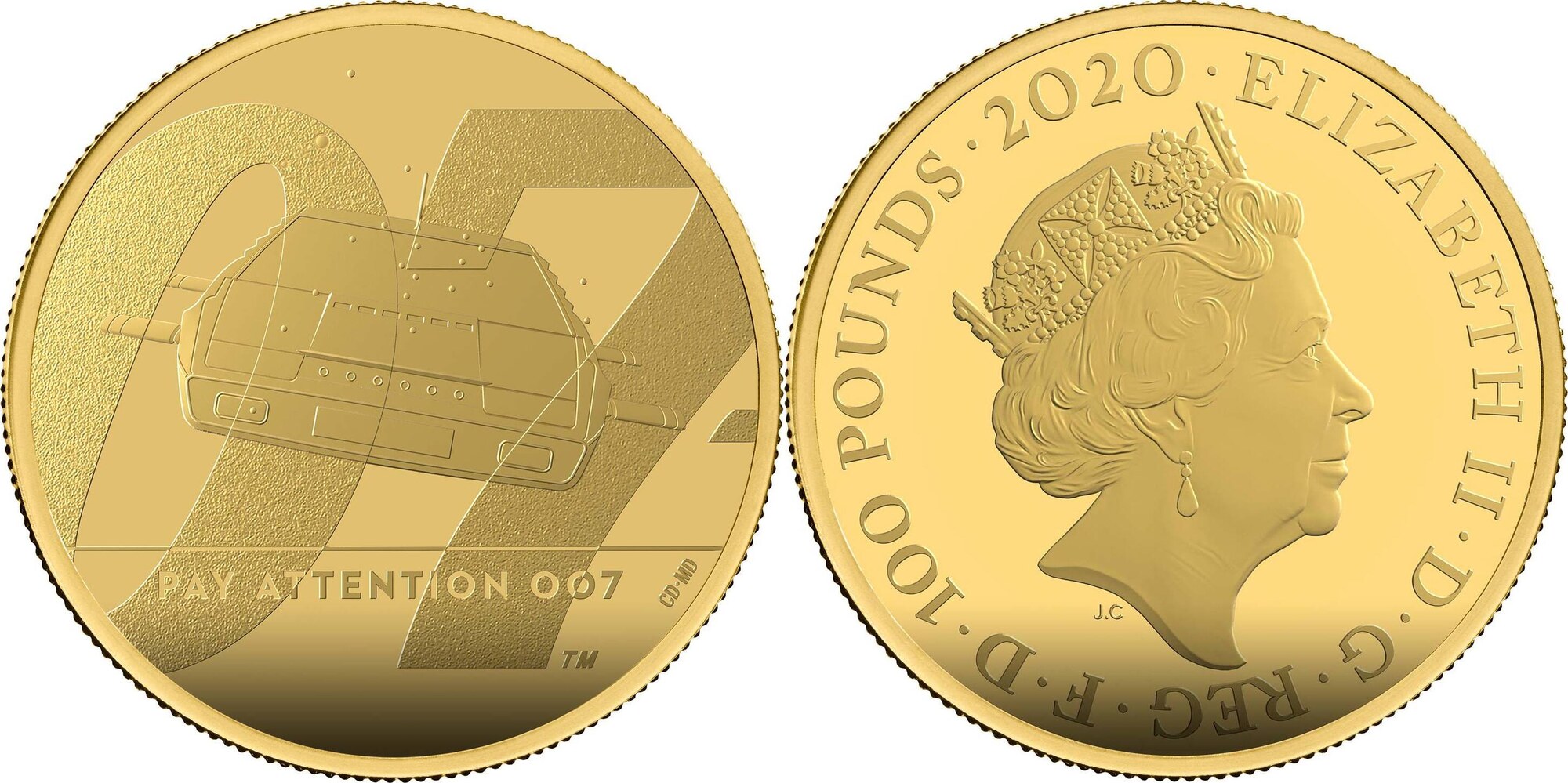 Gro britannien 100 2020 1 oz Gold Coin James Bond Pay Attention