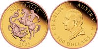 Australien 100$ Gold Coin Five Sovereign - 125th Anniversary - with Rosegold -