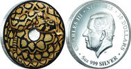 Niue 10$ 5 oz Silver Coin Lunar Series - Year of the Snake - Gilded -
