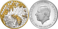 Niue 10$ 5 oz Silver Coin Honey Bee - Gilded -