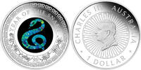 Australien 1$ 1 oz Silver Coin Opal Lunar Series - Year of the Snake -