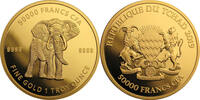Tschad 50000 Francs 1 oz Gold Coin Mandala Wildlife - Elephant -