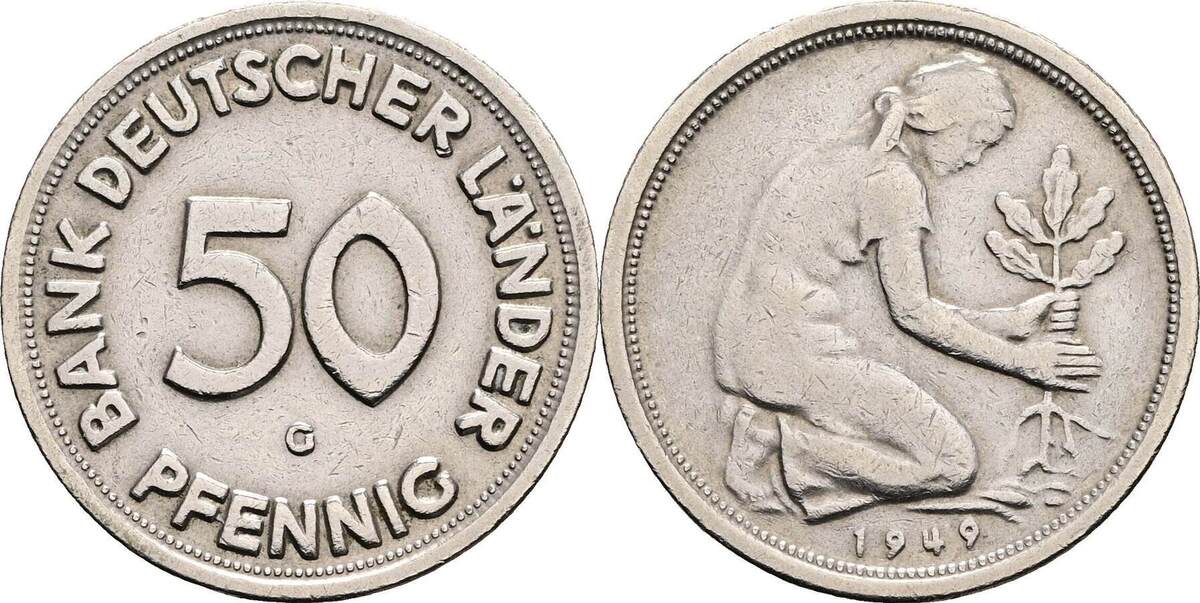 50 Pfennig 1949 G Bank Deutscher Länder Wert www.ma-shops.com