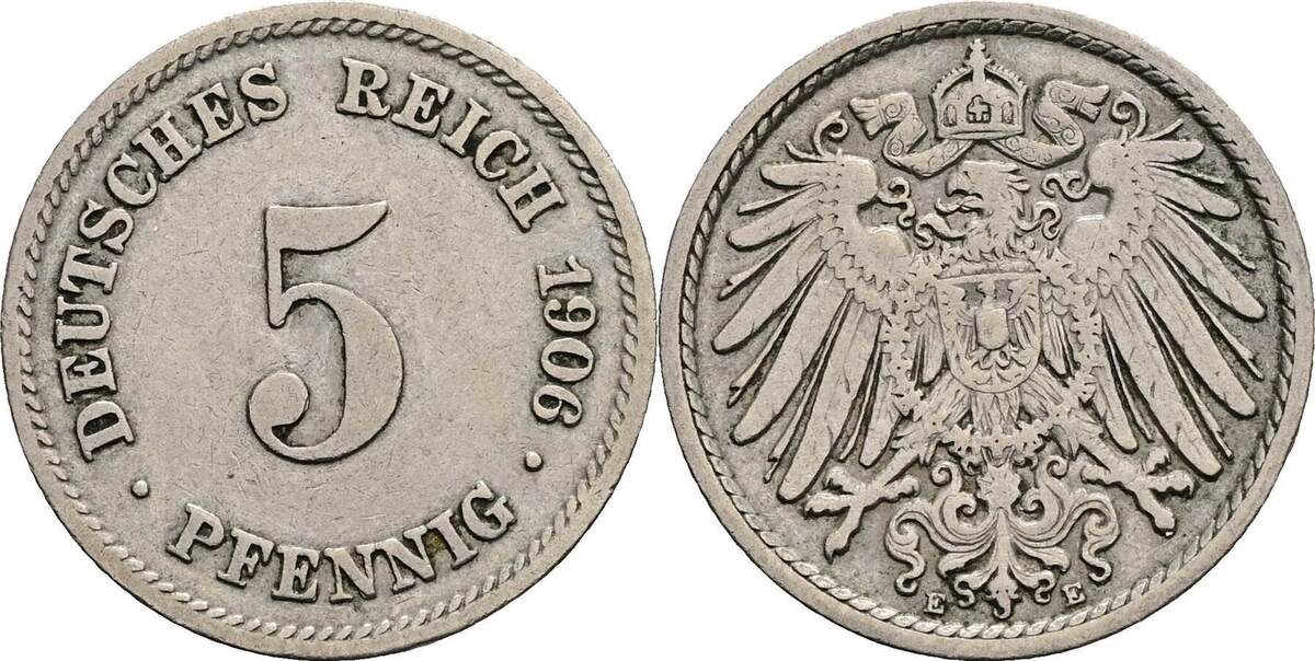 Deutsches Reich 5 Pfennig 1906 E VF | MA-Shops