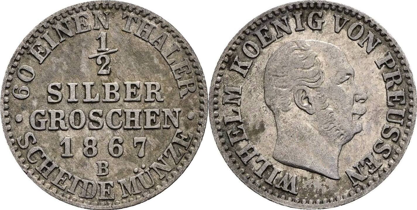 Preussen 1/2 Silbergroschen 1867 B VF | MA-Shops