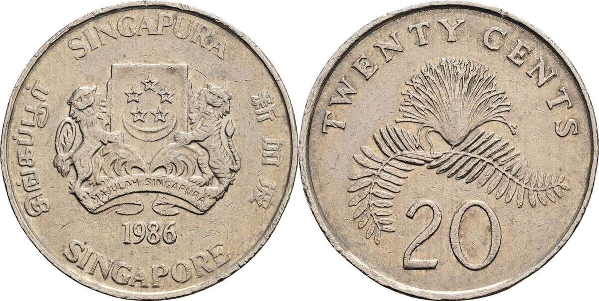 Singapur 20 Cents 1986 VF | MA-Shops