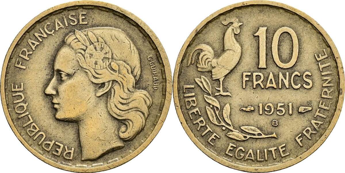 Frankreich 10 Francs 1951 B VF | MA-Shops