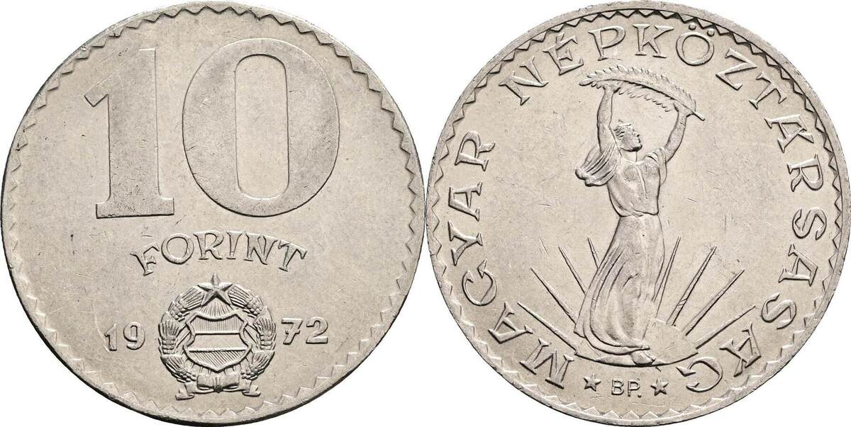 Ungarn 10 Forint 1972 VF MA Shops