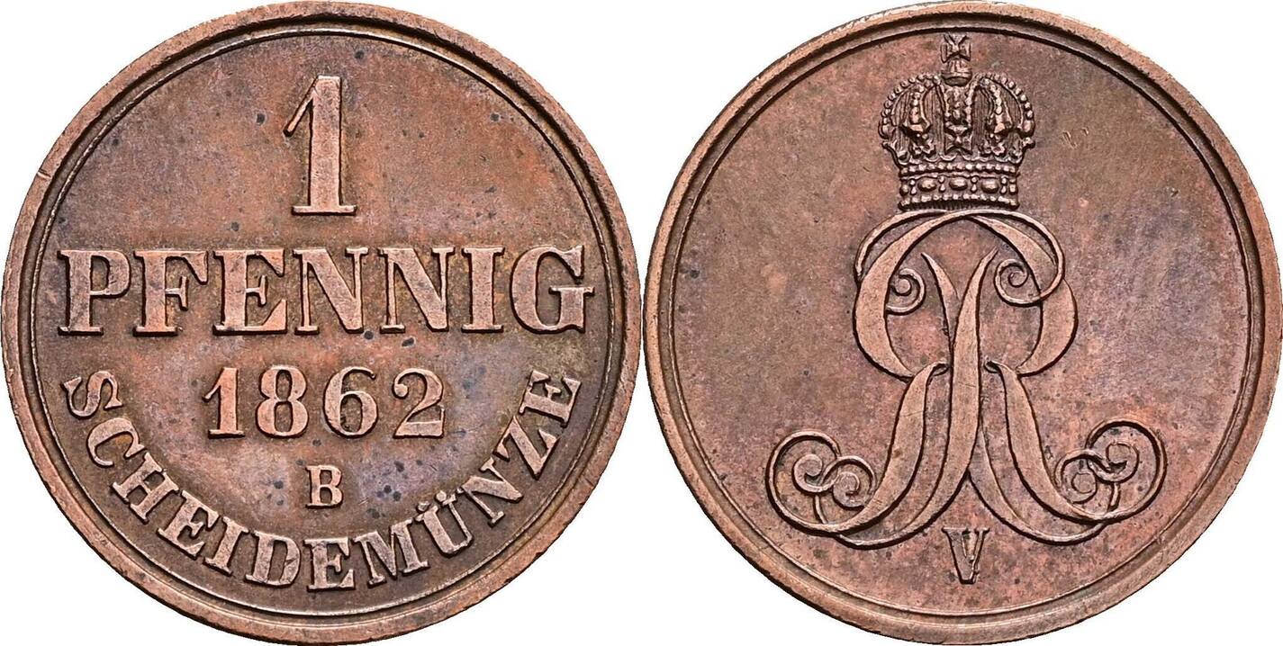 Hannover, Georg V. 1851-1866 1 Pfennig 1862 B EF | MA-Shops