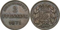 Bayern 2 Pfennige Bayern, Ludwig II. 1864-1886, 2 Pfennige 1871 -