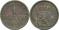 Hessen Darmstadt 1 Pfennig Hessen Darmstadt, Großherzog Ludwig III. 1848-1877, 1 Pfennig 1867 -