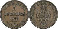 Sachsen 5 Pfennige Sachsen, Johann 1854-1873, 5 Pfennige 1869 B -
