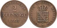 Sachsen-Meiningen 2 Pfennig Sachsen-Meiningen, Bernhard II. Erich Freund (1803-1866), 2 Pfennig 1865 -