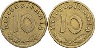 Lot 2 Stück 10 Reichspfennig 1936 A + 1937 A Deutsches Drittes Reich  ss