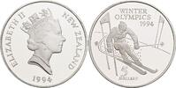 Neuseeland, Elizabeth II. 5 Dollars Olympische Winterspiele Lillehammer 1994/Slalomläufer -
