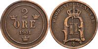Schweden 2 Öre Schweden, Oskar II. 1872-1907, 2 Öre 1901 -