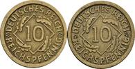 Lot 2 Stück 10 Reichspfennig 1934 F + 1935 F Deutsches Reich  ss