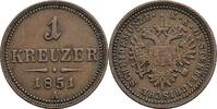 Österreich, Kaiser Franz Joseph I. 1 Kreuzer 1851 A, Wien VF