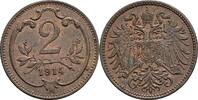 Österreich, Kaiser Franz Joseph I., 2 Heller 1914 ss/vz 2.93 US$ Tax included +  117.32 US$ shipping