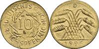 10 Reichspfennig 1925 D, dünner Schrötling Deutsches Reich  ss