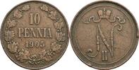 Finnland Großfürstentum (1809-1917) 10 Penniä Nikolaj II. 1894-1917 -