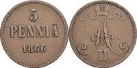 5 Penniä 1866 Finnland Großfürstentum Alexander II. 1855-1881 ss