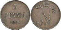 5 Penniä 1896 Finnland Großfürstentum Nikolaj II. 1894-1917 ss, Rf.