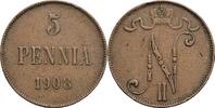 Finnland Großfürstentum 5 Penniä Nikolaj II. 1894-1917 -