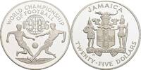 25 Dollars 1986 Jamaika Fussball WM Mexiko 1986 offene PP, Kratzer