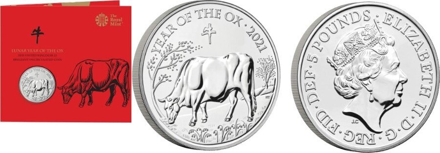 Verenigd Koninkrijk 5 Pounds Groot Brittannië 2021 'year Of The Ox' In 