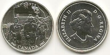 1945 KM??? Canada 25 cents 2005 Zilver /2005 60 jaar bevrijding Русские монеты из драгоценных