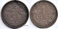 Netherlands Nederland 1916 1 Cent Wilhelmina (korte 6) -