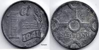 Netherlands Nederland 1941 1 Cent, zink, Wilhelmina F+ -