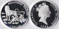  1996 Cook Islands Cook Islands 1996 5 Dollar  Wild life-Persische Leeuw  Zilver PP