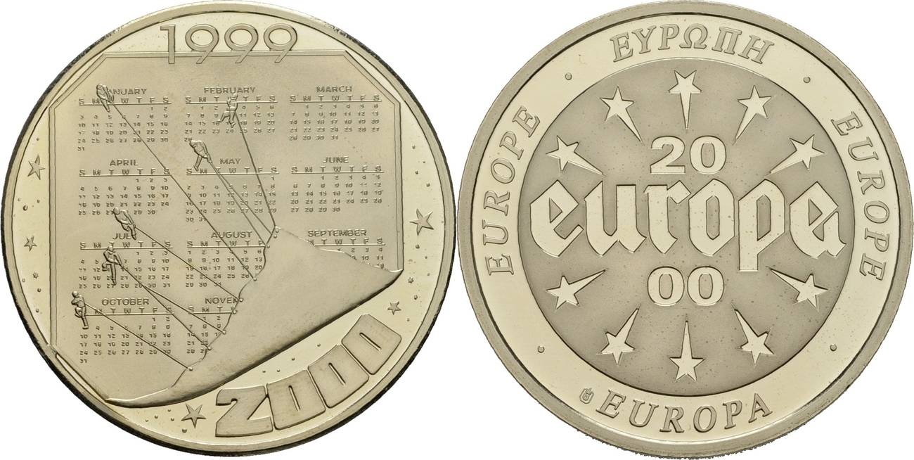 Deutschland Medaille EUROPE EUROPA ΕΥΡΩΠΗ CALENDAR MEDAL 1999 2000