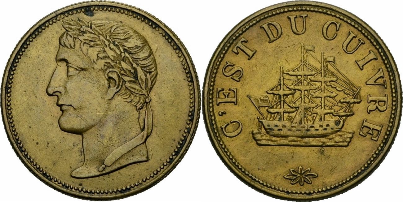 19 Jhdt Frankreich Napoleon I Jeton Halfpenny Token Segelschiff Canada Vgl Curry S 0 Vf Ma Shops