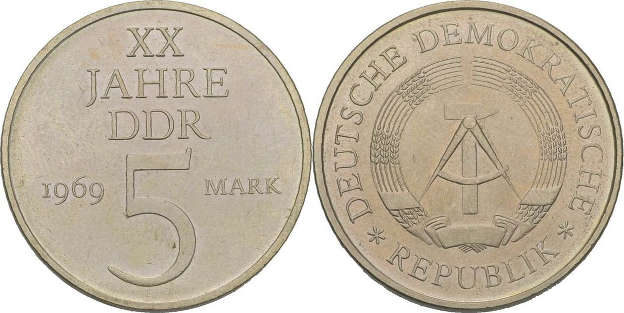 5 Mark 1969 DDR DDR Deutschland 5 Mark 1969 A Berlin XX Jahre DDR VZ ...