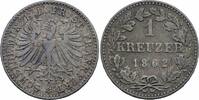 Frankfurt, Stadt 1 Kreuzer Frankfurt Freie Stadt 1 Kreuzer 1862 Billon Adler Brust Herz ♥ Jaeger 34 AKS 28 -