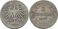 Frankfurt, Stadt 3 Kreuzer Frankfurt Freie Stadt 3 Kreuzer 1851 Billon Adler Krone Jaeger 24 AKS 23 -