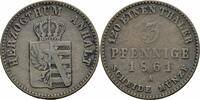 Anhalt 3 Pfennig Anhalt-Dessau Leopold Friedrich 3 Pfennige 1861 A Berlin Jaeger 68 AKS 26 -