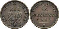 Preussen 2 Pfennige Preussen König Wilhelm I 2 Pfennige 1868 B Hannover 1/180 Taler Jäger 51 AKS 107 -