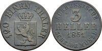 Hessen-Kassel 3 Heller 1851 Hessen Kassel Kurf&uuml;rstentum Friedrich Wilhel... 109.24 元  ＋  19.51 元 运费