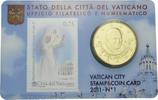 Vatikan 50 Eurocent Vatikan Vatican City Official Stamp 0,75 € & Coin Card N° 1 2011 50 Eurocent BU